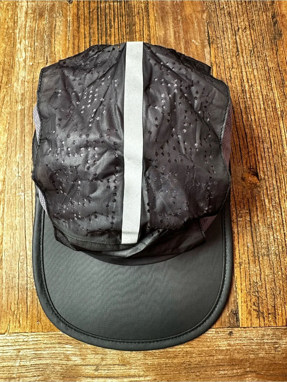 lululemon athletica gray and purple Cap with Reflective Silver Center Stripe